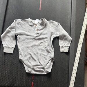 Gray Ribbed Long Sleeve Baby Onesie
